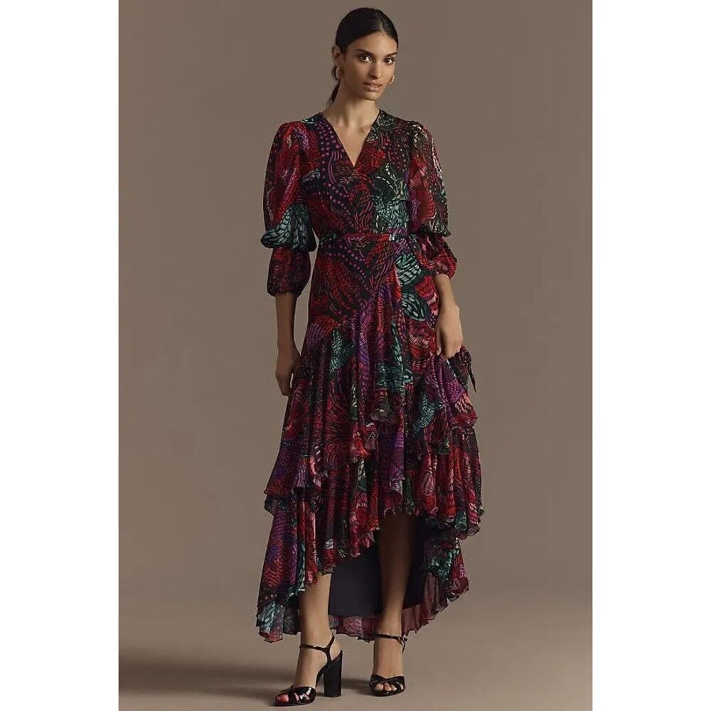 Hutch Women's Carlotta High-Low Wrap Dress Three-Quarter Sleeves Size Medium NWT